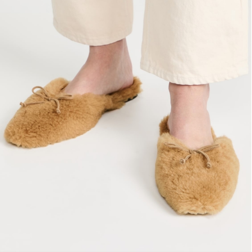 STAUD NWT real shearling mules
